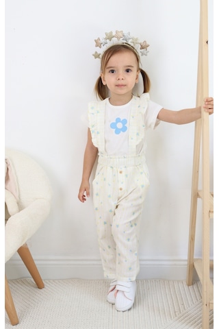 Harika Kids Kız Bebe&çocuk Keten Kumaş Sapolet Takım 001