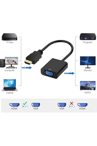 Hdmi To Vga Çevirici Dönüştürücü Monitör Kablosu