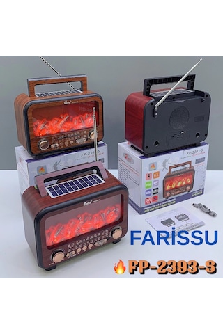 Fp-2393s Retro Tasarımlı Alev Işıklı Bluetooth Hoparlör Güneş Enerjili, Radyo, Usb, Tf Kart Destekli