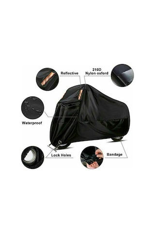 Ranyeek Xxxl Siyah Motosiklet Kaputu - 210d Nilon Oxford, Su Geçirmez, Güneş Engeli, Çalınma Engeli, Yansıtıcı Şerit, Kolay Taşıma Çantası