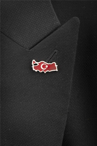 925 Ayar Gümüş Mineli Türkiye Haritası Rozet -8061 Gümüş