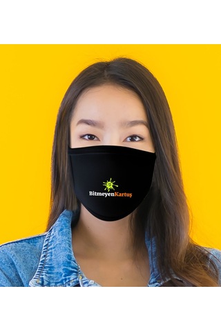 Kişiye Özel Logolu Yıkanabilir Siyah Maske