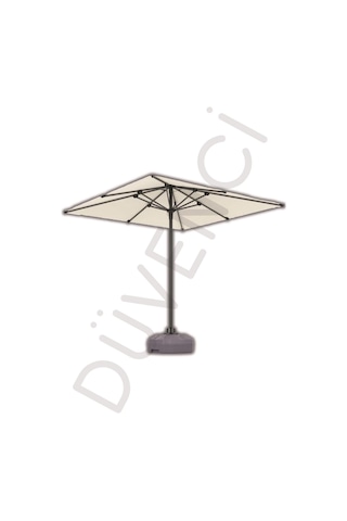 Alubrella Krem Güneş Şemsiyesi Kare, 210/210 8 Telli, Su Geçirmez Kumaş, Bidonlu Bej