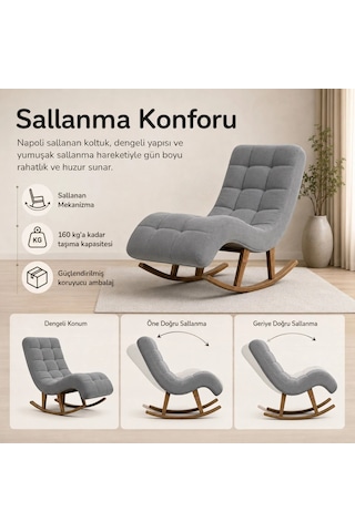 Smarto Relax Napoli Sallanan Ergonomik Dinlenme Koltuğu Tv Koltuğu Berjer Açık Gri