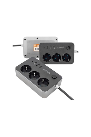 Powermaster PM-17564 3 USB ÇIKIŞLI 10A-2500W 1.8 METRE Kablolu 3'