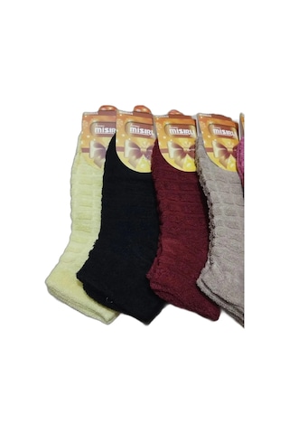 Efemicgiyimstore Bayan Çok Renkli Ters Havlu Kışlık Patik Çorap 12'li Paket