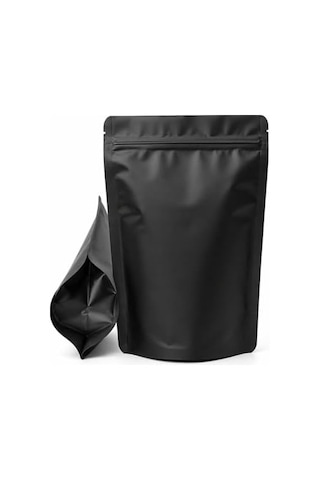 Alüminyum Doypack Yeniden Kullanılabilir Folyo Poşetler, Fermuarlı, Koku Geçirmez, Ayakta Durabilen, Gıda Saklama, 50&apos Li Paket Siyah, 13 X 22 Cm 4296