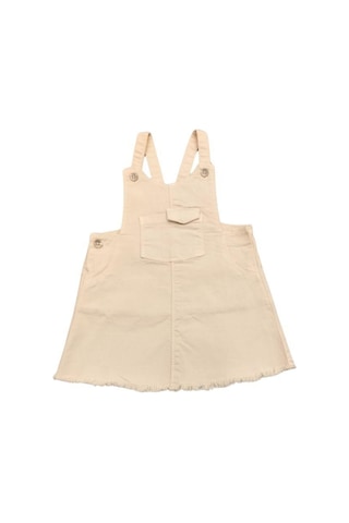 Kız Bebek Pamuklu Cepli Salopet-13899 Bej