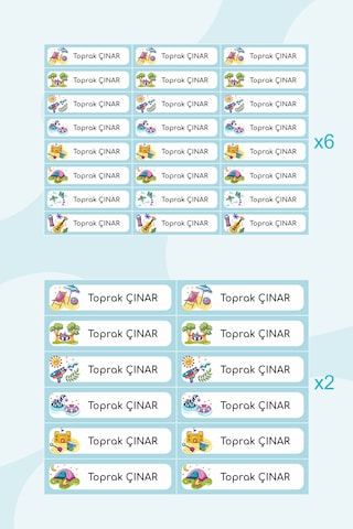 Eğlenceli Tatil Temalı İsimli Okul Etiketi Sticker Seti