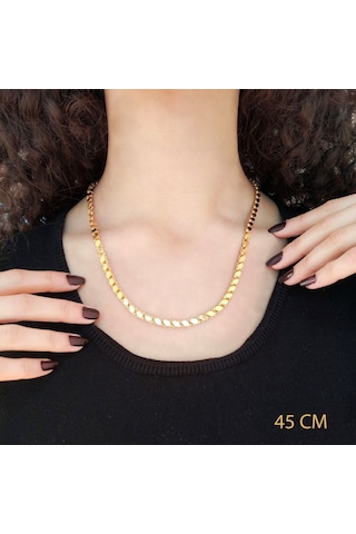 Ferizz Ferizz Altın Kaplama 5Mm Arpa Tanesi Zincir Gümüş
