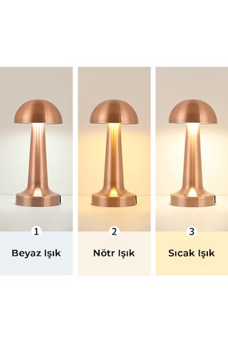 Bood Dl-06 Şarjlı Masa Lambası 6 Saat Tekşarjla Çalışma,dokunmatik,3 Işık Modu,1200 Mah,taşınabilir Bakır