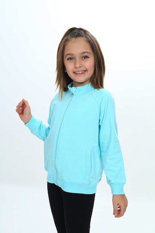 Toontoy Kız Çocuk Dik Yaka Fermuarlı Cepli Reglan Kol Örme Hırka - 2 İplik Mint Yeşili