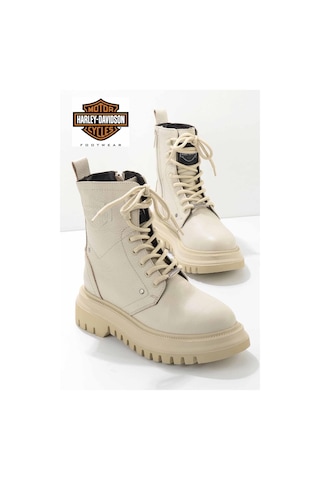 Harley Davidson Beige Hakiki Deri Kadın Bot & Bootie Hd0777002903 Beige