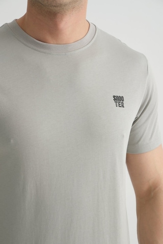 Shooter Sportwear Shooter Erkek Pamuklu Esnek T-shirt Standart Kalıp Minimal Logolu Gri