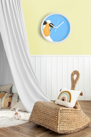 Sevimli Kaz / Ördek Modern Duvar Saati - Çocuk Odası Duvar Saati - 30cm - Önü Camlı Beyaz Kasa-jh1085 Beyaz