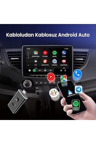 Bix Cb02 2.4g/5g Wifi Carplay Android Auto Kabloludan Kablosuza Çevirici Usb-a Usb-c Çift Uçlu Hibrit Adaptör