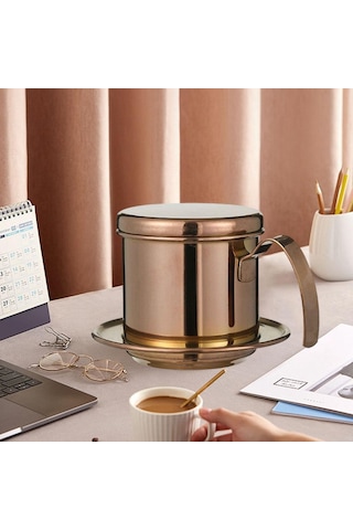 Homyl Vietnam Paslanmaz Filtre Çelik Kahve Fincanı Damla Pres Altın