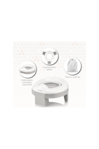 Gezenbebe Katlanabilir Seyahat Çocuk Tuvaleti Beyaz - Gri