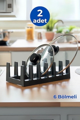 2 Adet 6 Bölmeli Tencere Tava Kapağı Ve Tabak Düzenleyici Tabaklık-çekmece Dolap Içi Düzenleyici Pla Diğer