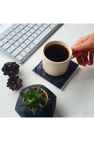 Decorita Cam Bardak Altlığı Antrasit Kristal 4'lü Takım 10 x 10 CM Antrasit