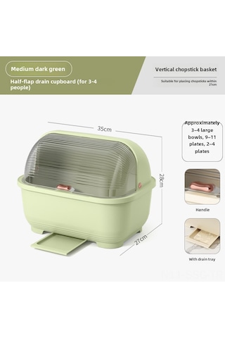 Springsun Ev Kullanıma Sulu Tabak Sepeti, Poşetli Plasti K Depolama Kutusu, Toz Koruyucu Kapağı Li , Evci L Tabak Çatal Bıçak Organi Zasyonu, 3-4 Kişi İçin Yeşil Orta Boy Yarı Açılır Kapaklı Diğer