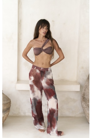 Mai Collection Mai Studios Co. Budiono Transparan Patlı Bordo Pantolon Bordo