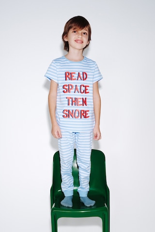 Penti - Açık Mavi Erkek Çocuk Çizgili Space Pamuklu 2'li Pijama Takımı