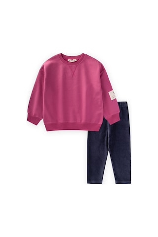 Cigit Kadife Taytlı Sweatshirt Takım 2-10 Yaş Fuşya Fuşya