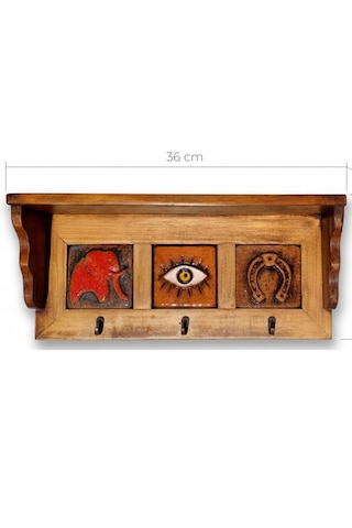 Portmanto Duvar Askılığı, Şans Spiritüel Temalı Elbise, Havlu, Bornoz Askısı16x36x9 Cm Ahşap