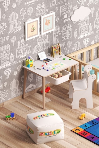 Miracle 3d Çocuk Oyun Etkinlik Çalışma Masası Ve Sandalye, Aktivite Masası,yaz-sil Masa Beyaz