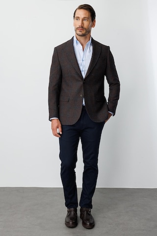 Erkek Kahve Regularfıt / Rahat Kalıp Mono Yaka Ceket-20010 Kahverengi