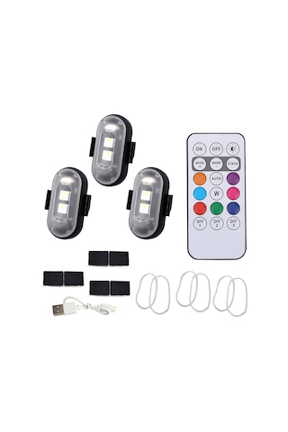 Youtek Araçlar İçin Ip65 Su Geçirmez 8 Renk 10 Modlu Led Uyarı Işığı - 7m Uzaktan Kumanda, 110mah Pil, Strong Magnet, 3 Lü Paket Çok Renkli