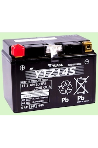 Yuasa Ytz14s 12 Volt 11,2 Amper 230 Cca Bakım Gerektirmeyen Motosiklet Aküsü