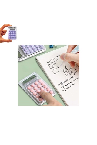 Mini Hesap Makinesi Silikon Tuşlu Lcd Ekran 8 Haneli Şeffaf Mini Hesap Makinesi Ebat 8,5cm X 5,4cm Pembe
