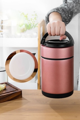 Pembe304 Çelik 1800 Ml Vakum Yemek Mama Saklama Termosu Sefertası Pembe