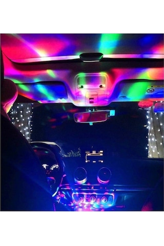 Müziğe ve Sese Duyarlı Usb Girişli Araç Içi Mini Disko Topu Parti