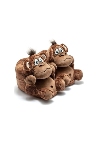 Twigy Monkey Unisex Hayvanlı Panduf Kahverengi 36/43 AA0600 Kahverengi