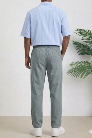 Tarz Cool Erkek Yazlık Keten Karışımı Relaxed Pantolon Gri