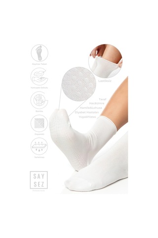 Bambu Kaydırmaz Taban Silikon Hac Umre Tavaf Hamile Diyabet Pilates Yoga Lastiksiz Siyah-beyaz Çorap Renkli