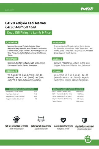 Catzo Premium Kuzu Etli Kedi Maması 3 x 1 KG