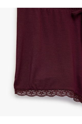 Koton Dantel Detaylı Rahat Kalıp Şort Viskon Pijama Altı Bordo 7wlk80007mk