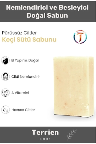 Home Serisi El Yapımı Doğal Bitkisel 1 Adet Hassas Ciltler Arındırıcı Nemlendirici Keçi Sütü Sabunu Karışık
