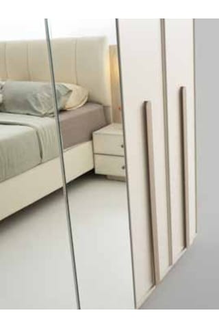 Verda Tamamı Mdf 6 Membranlı Kapaklı Reflekte Camlı Gardırop Dolap Beyaz