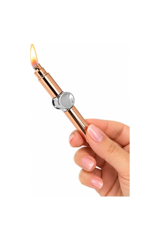 Stres Çarklı Benzinli Metal Çakmak Tasarımlı Döner Fidget Model Bej