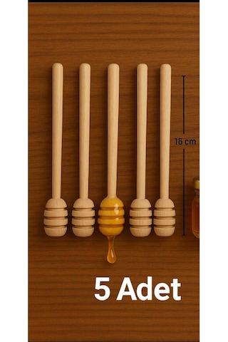 Ahşap El Yapımı Doğal Bal Kaşığı 5 Adet - 13 Cm Ahşap Daldız Bal Kaşığı