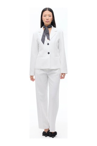 Quzu Çift Düğmeli Dikiş Detaylı Ekru Kadın Blazer Ceket Ckt00882