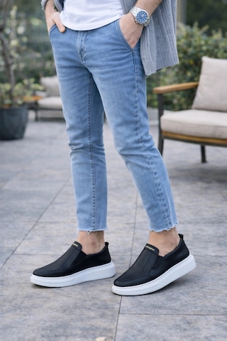 Mevese Eseenti Bağcıksız Erkek Günlük Cilt Spor Sneaker Ayakkabı - Siyah