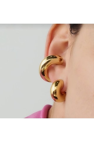 Chunky Earcuff Büyük Bombeli Earcuff Gold Renk Renkli