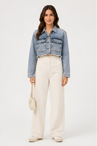Lili Woman Kadın Crop Denim Kot Ceket Yıkamalı Ty.jct01m Mavi