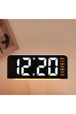 Gh8033 Led Dijital Saat Tarih Sıcaklık Göstergesi Ortam Işığı Çift Alarm Akıllı Masaüstü Saati - Beyaz Kasa / Pembe Işık Beyaz Kabuk / Pembe Işık